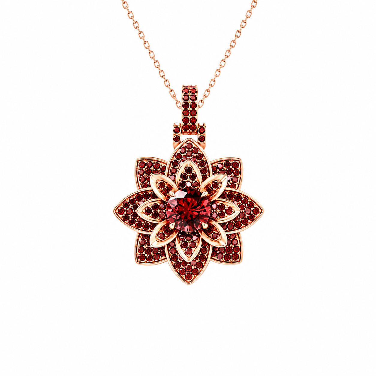 RG413 Rosegold garnet Necklace LOTHEN