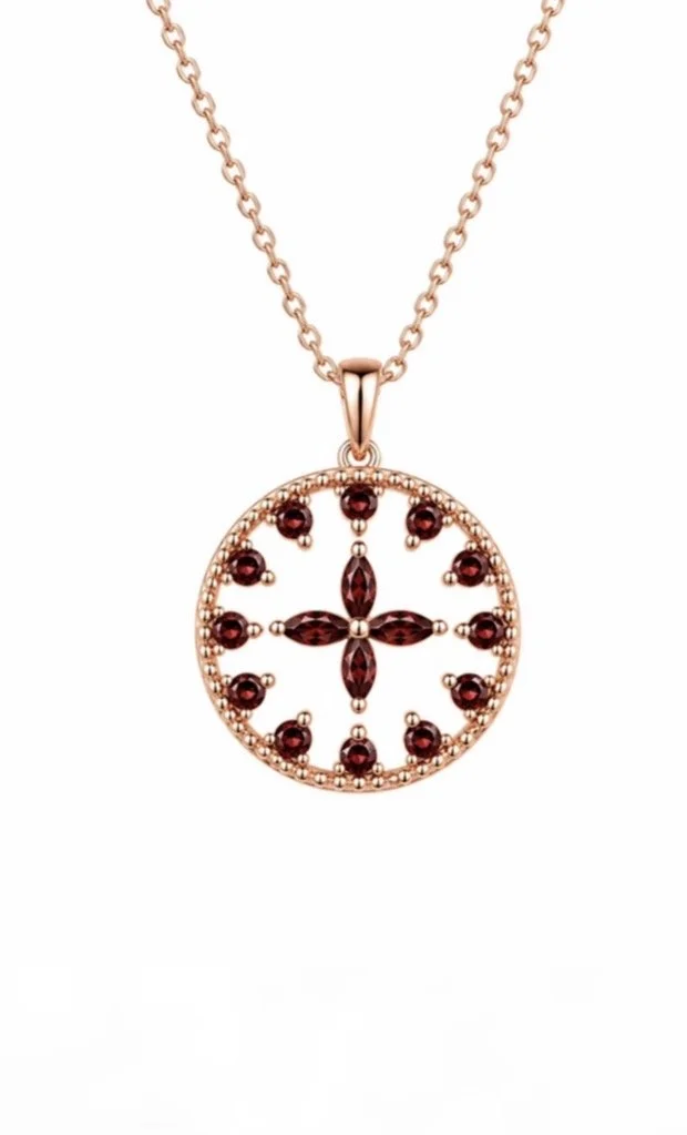 RG 84 Rosegold garnet Necklace 14 ct ALIN