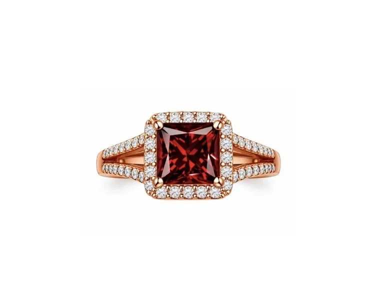 RG 157 Rosegold garnet Dia Ring 14 ct ORLUX