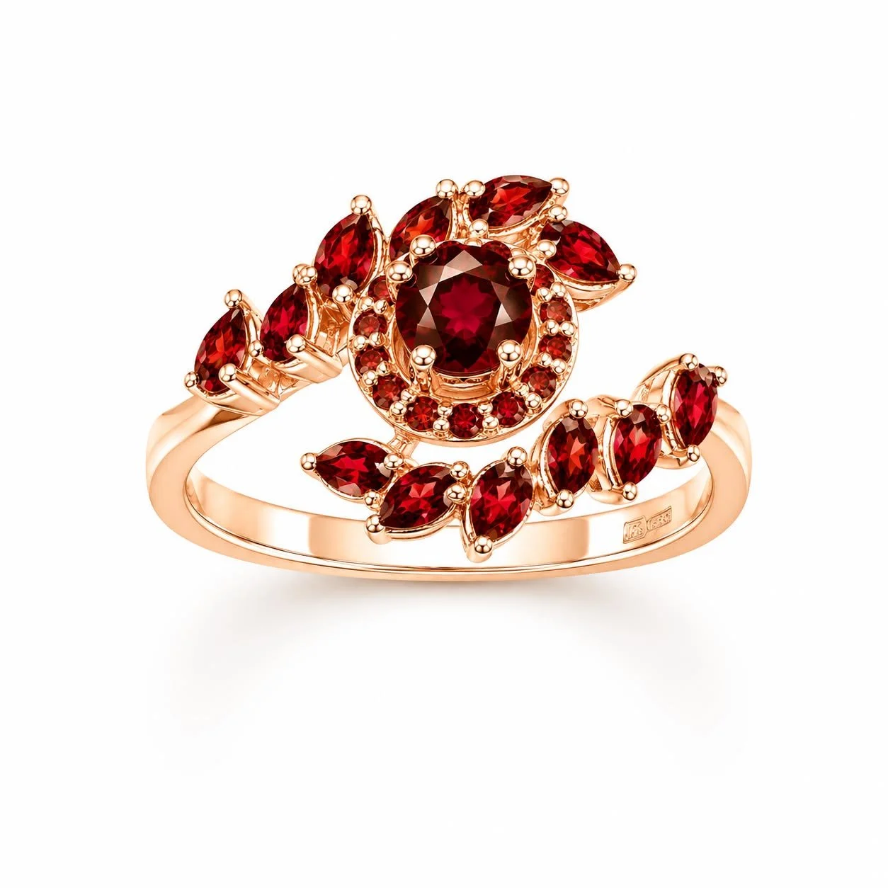 RG 87 Rosegold garnet Ring 14 ct ELOA