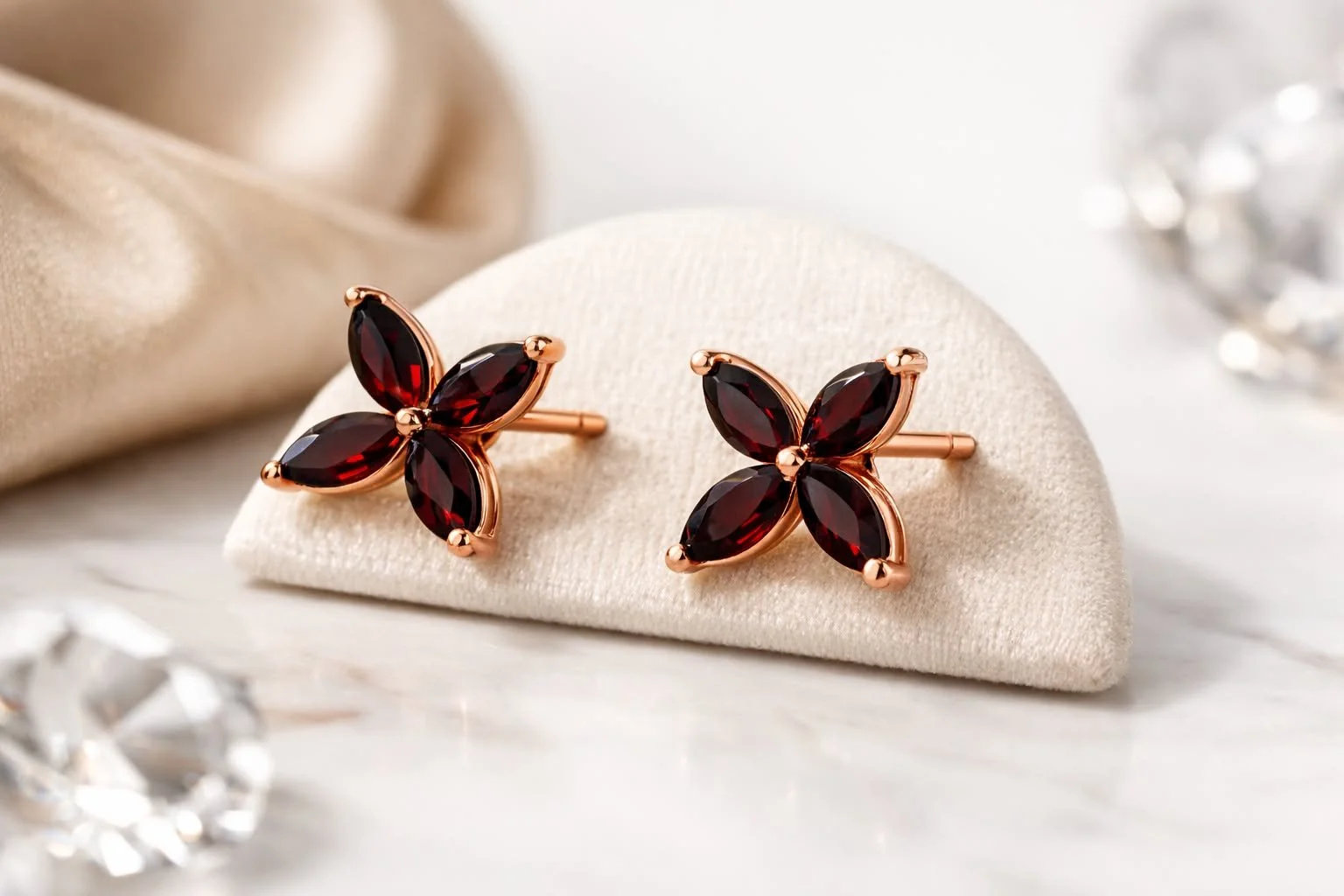 RG 29 Rosegold garnetEarring 14 ct TIRA