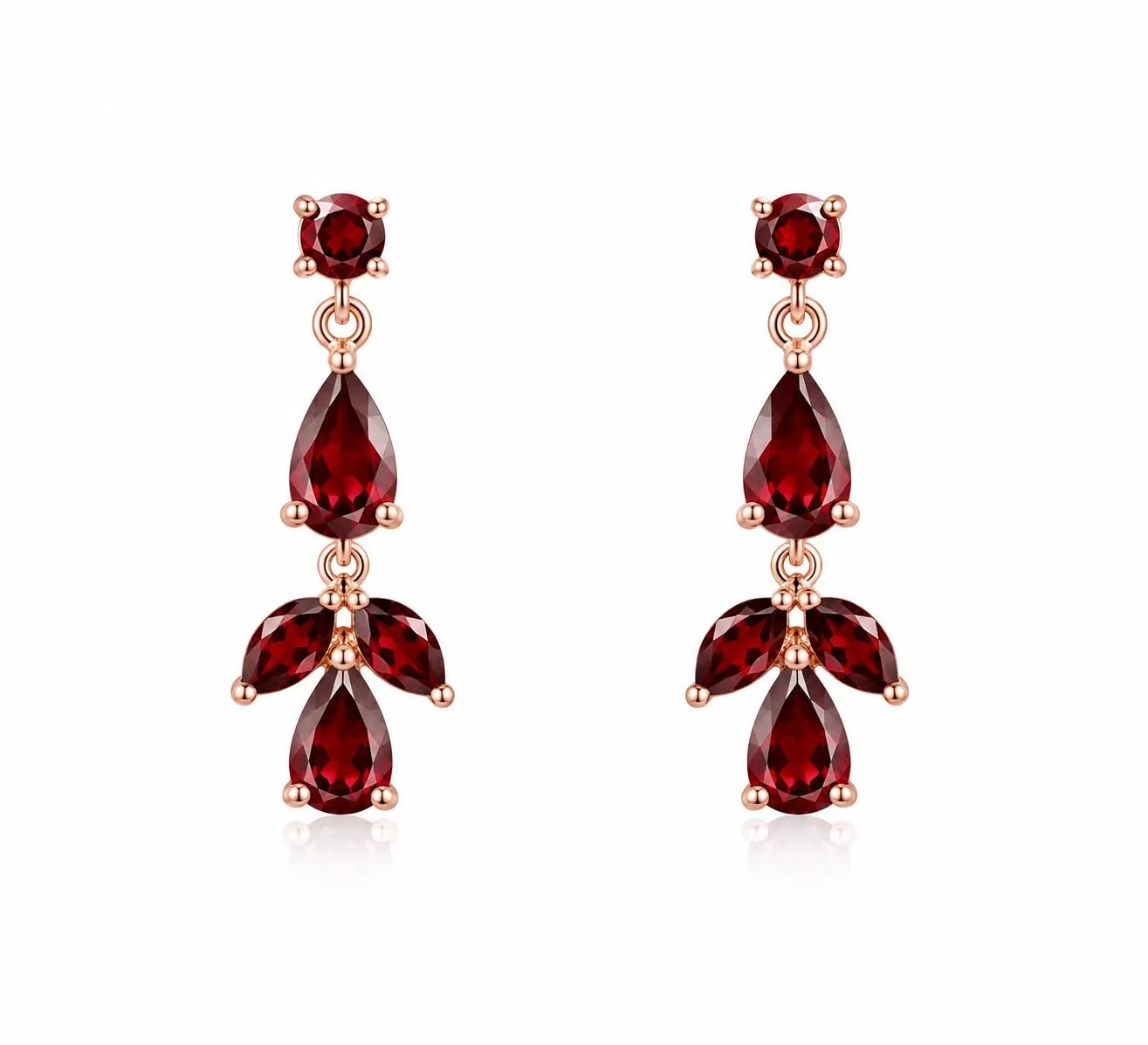 RG 27 Rosegold garnet Earring 14 ct VIRA