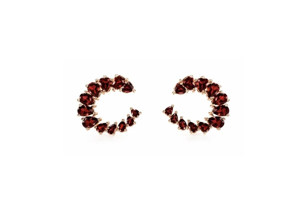 RG 47 Rosegold garnet Earring 14 ct ZORA