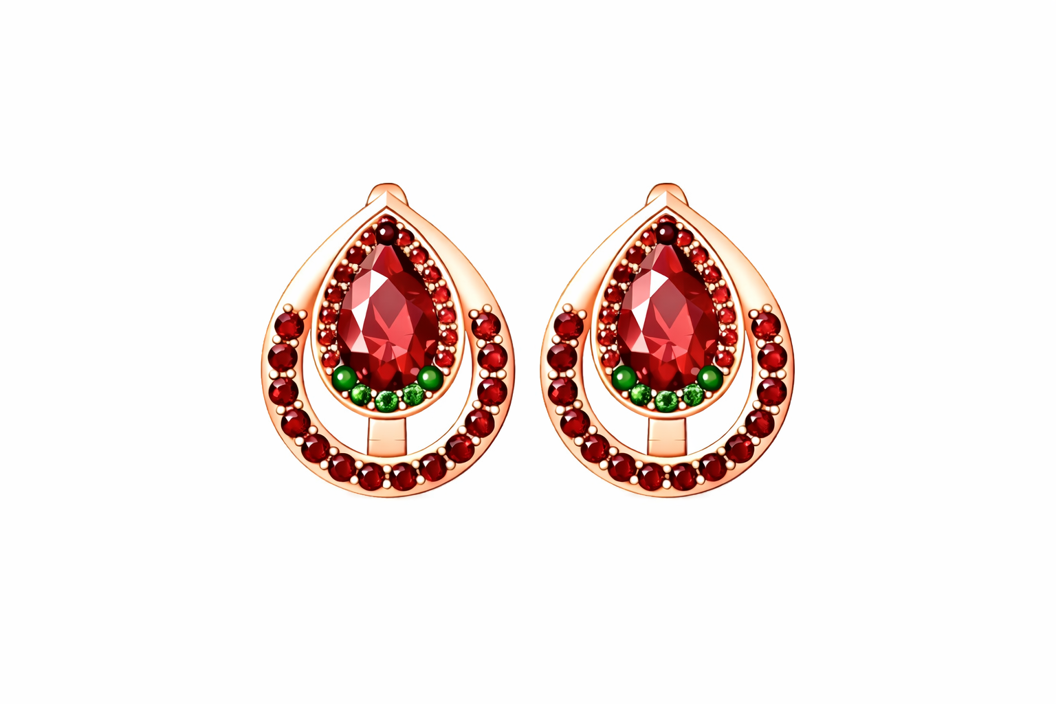 RG365 Rosegold garnet & moldavite Earring VALDRA