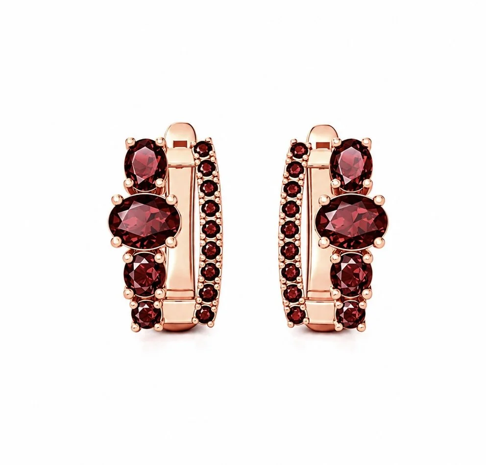 RG380 Rosegold garnet Earring CORVIN