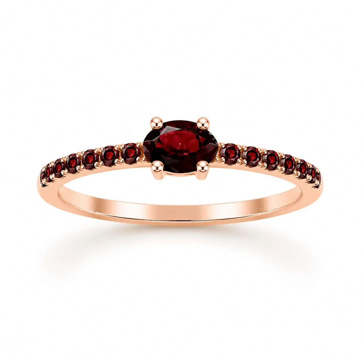 RG 104 Rosegold garnet Ring 14 ct LENO