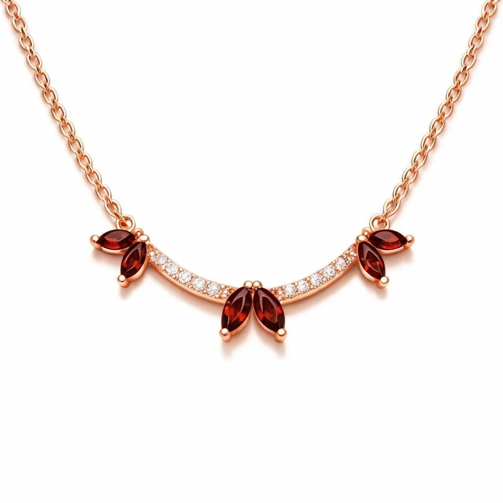 RG 98 Rosegold garnet Necklace 14 ct ELUNE