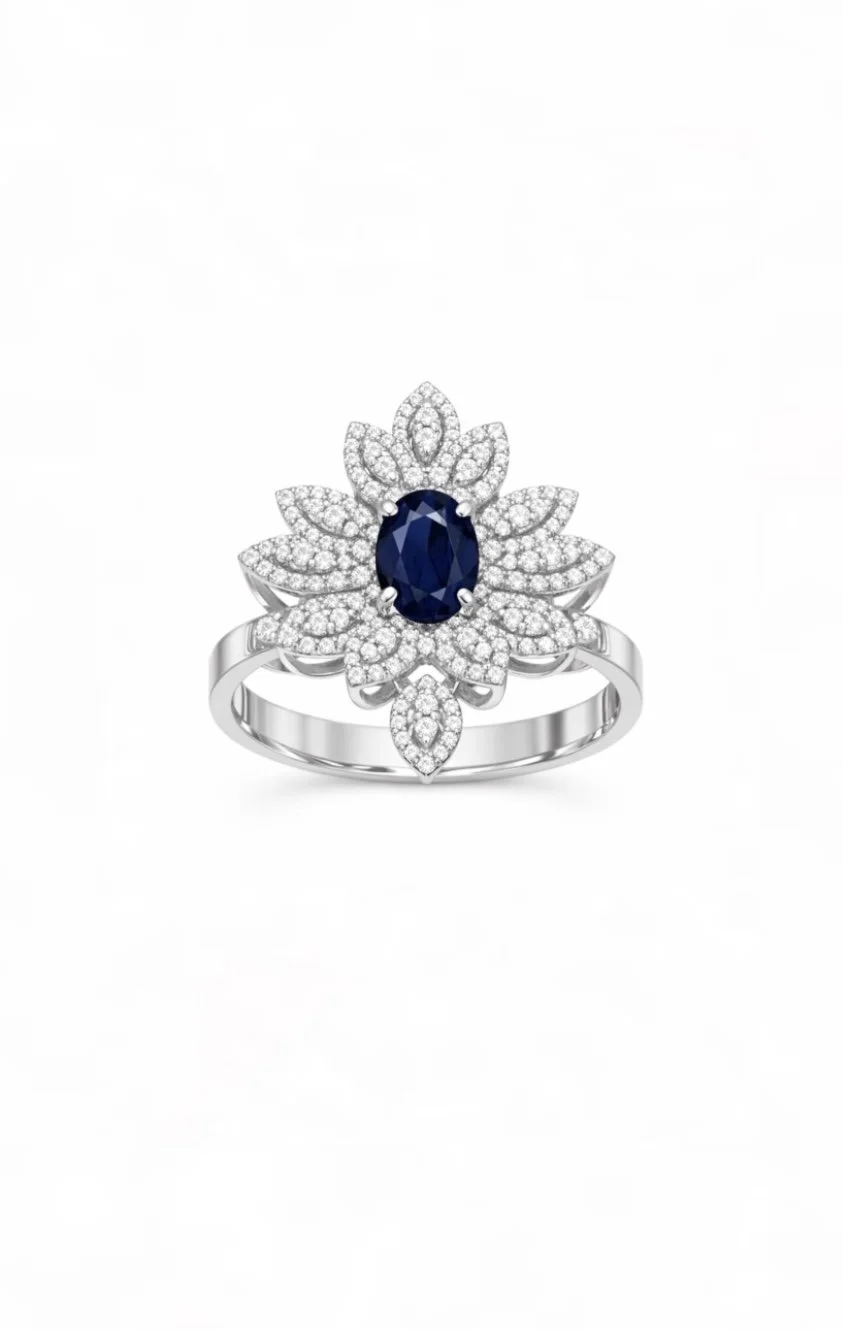 RG 135 Whitegold saphire Dia Ring 14 ct KLYA