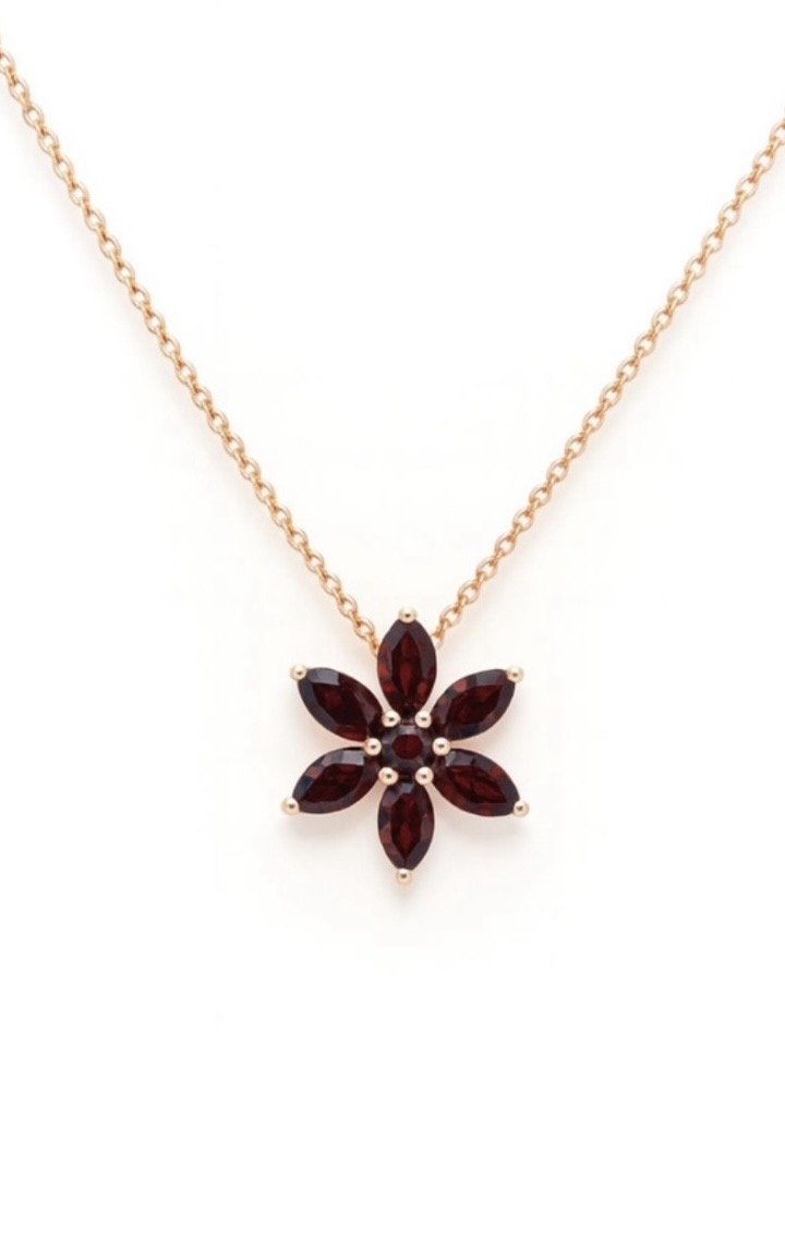 RG 35 Rosegold garnet Necklace 14 ct RHEA