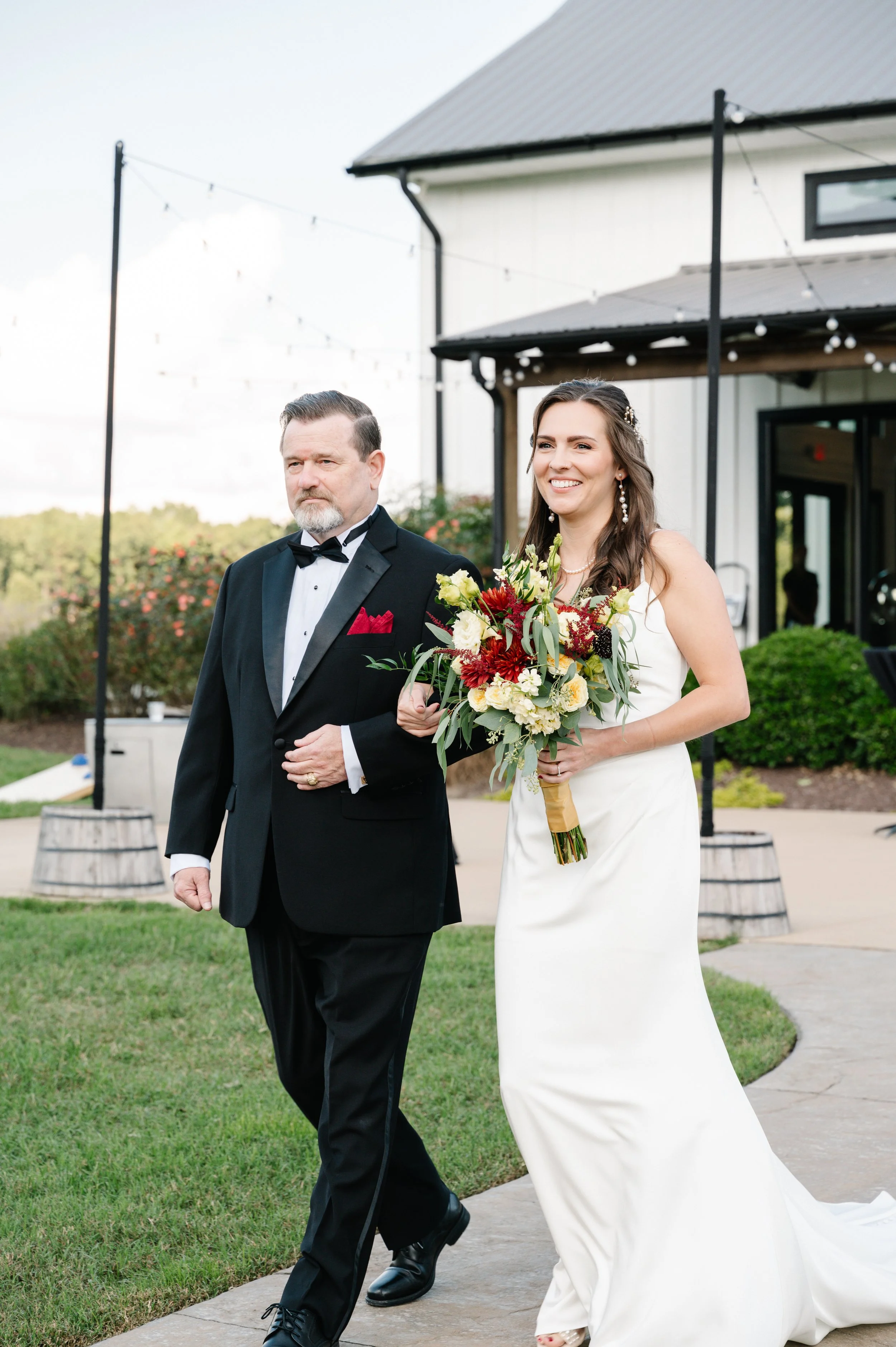 Bride walking down aisle with father, Oakdale, Ashland, VA