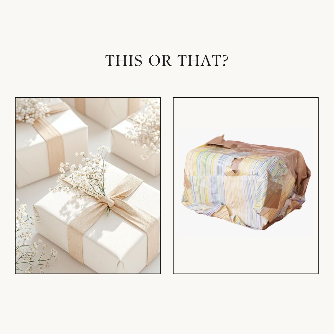 There&rsquo;s something about opening a beautifully wrapped gift. 🎁

The texture.
The anticipation.
The care.

A thoughtfully designed invitation does the same thing.

It doesn&rsquo;t just share details.
It creates a moment.

And moments are what w