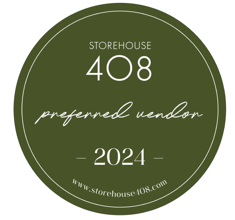 A circular green sticker or logo with white text that reads "STOREHOUSE 408 preferred vendor 2024 www.storehouse408.com."