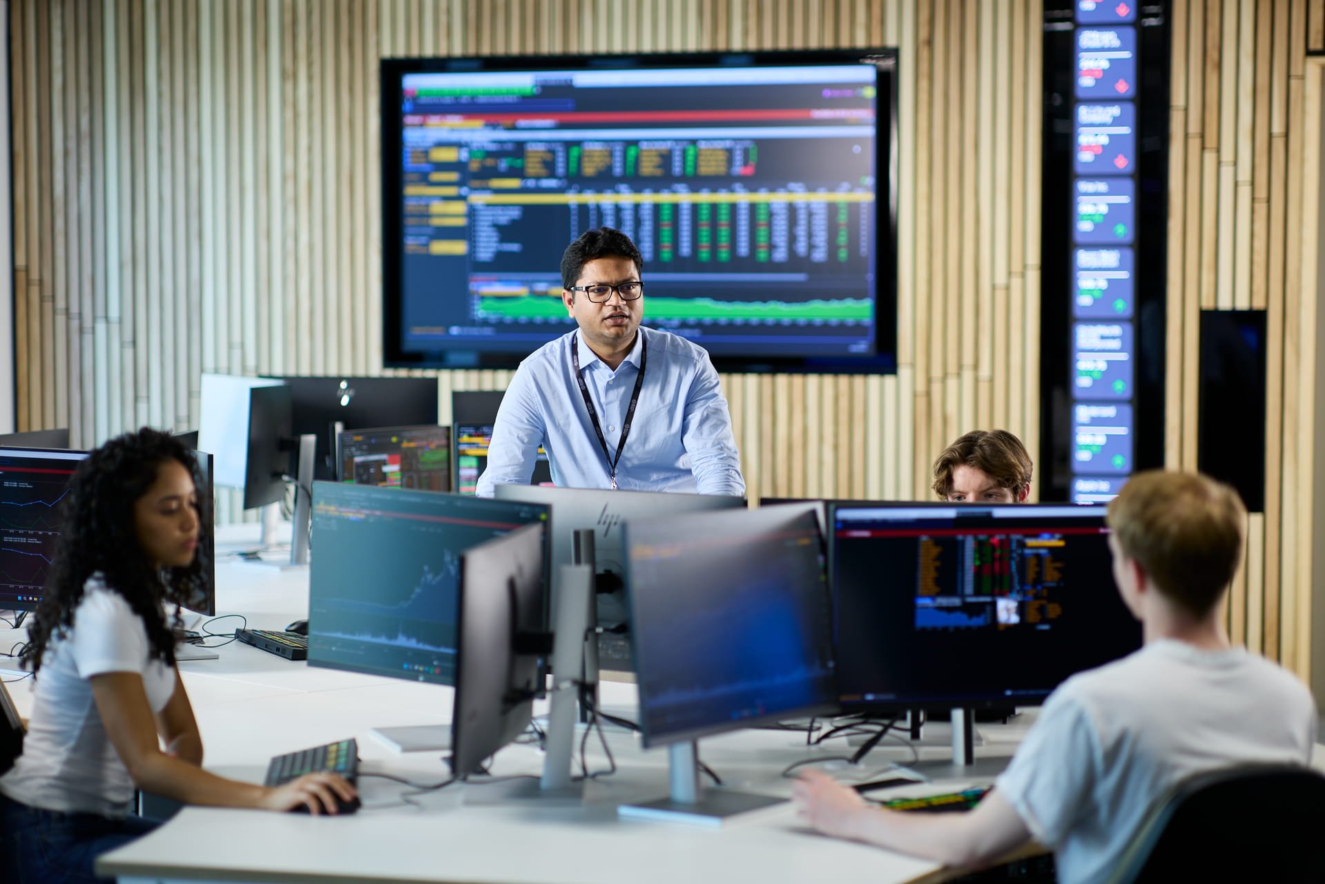 The bloomberg trading suite by Roche AV Pro in use at Manchester Met