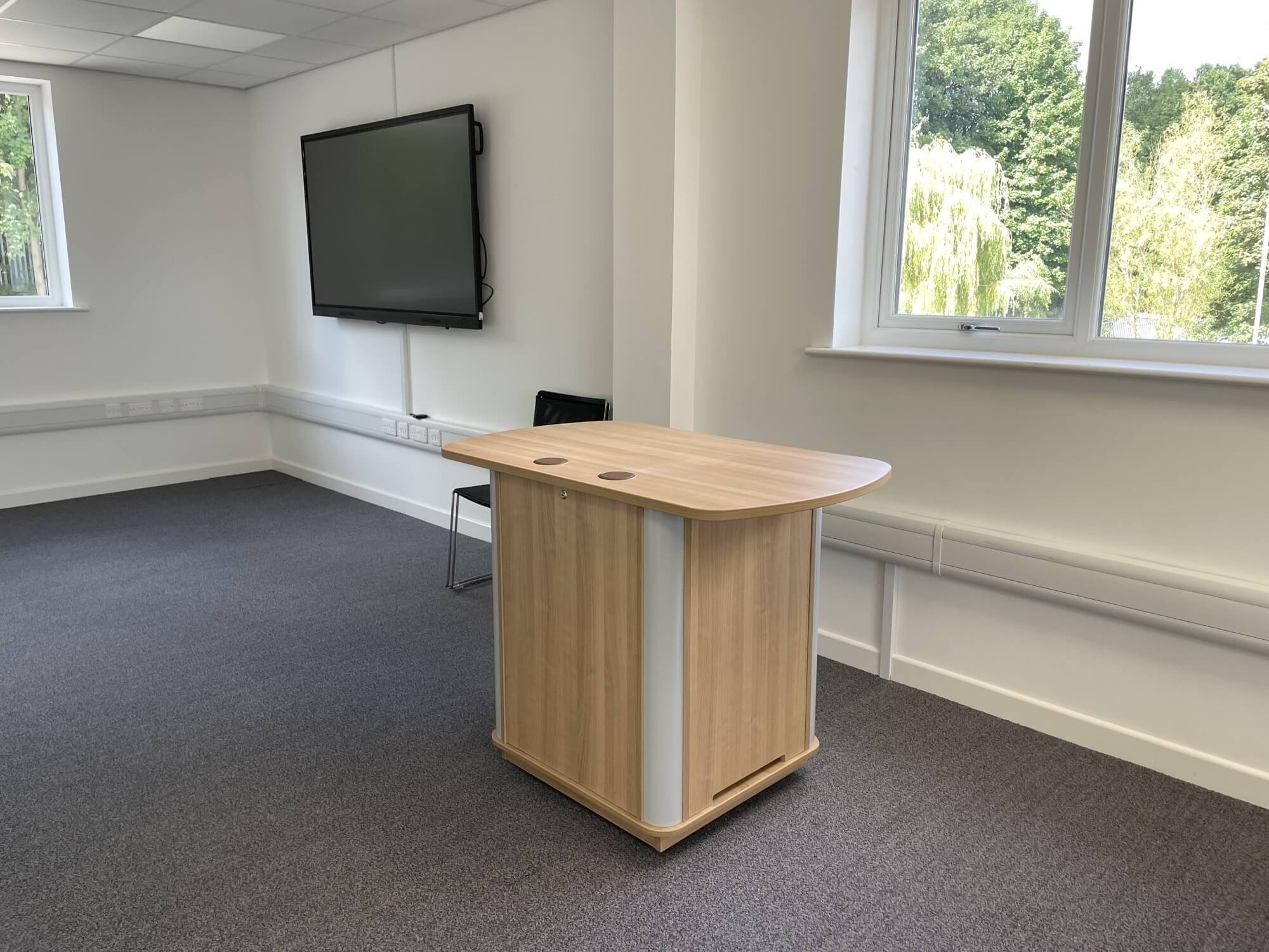 Training Room - Academy Lectern in a Cherry Melamine finish to match folding tables purchased elsewhere