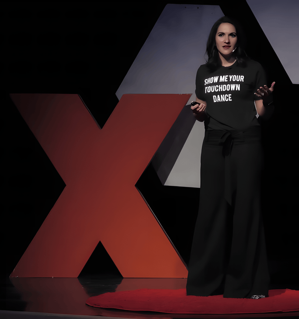 Amy Siegfried, networking speaker and coach, delivering TEDx keynote.