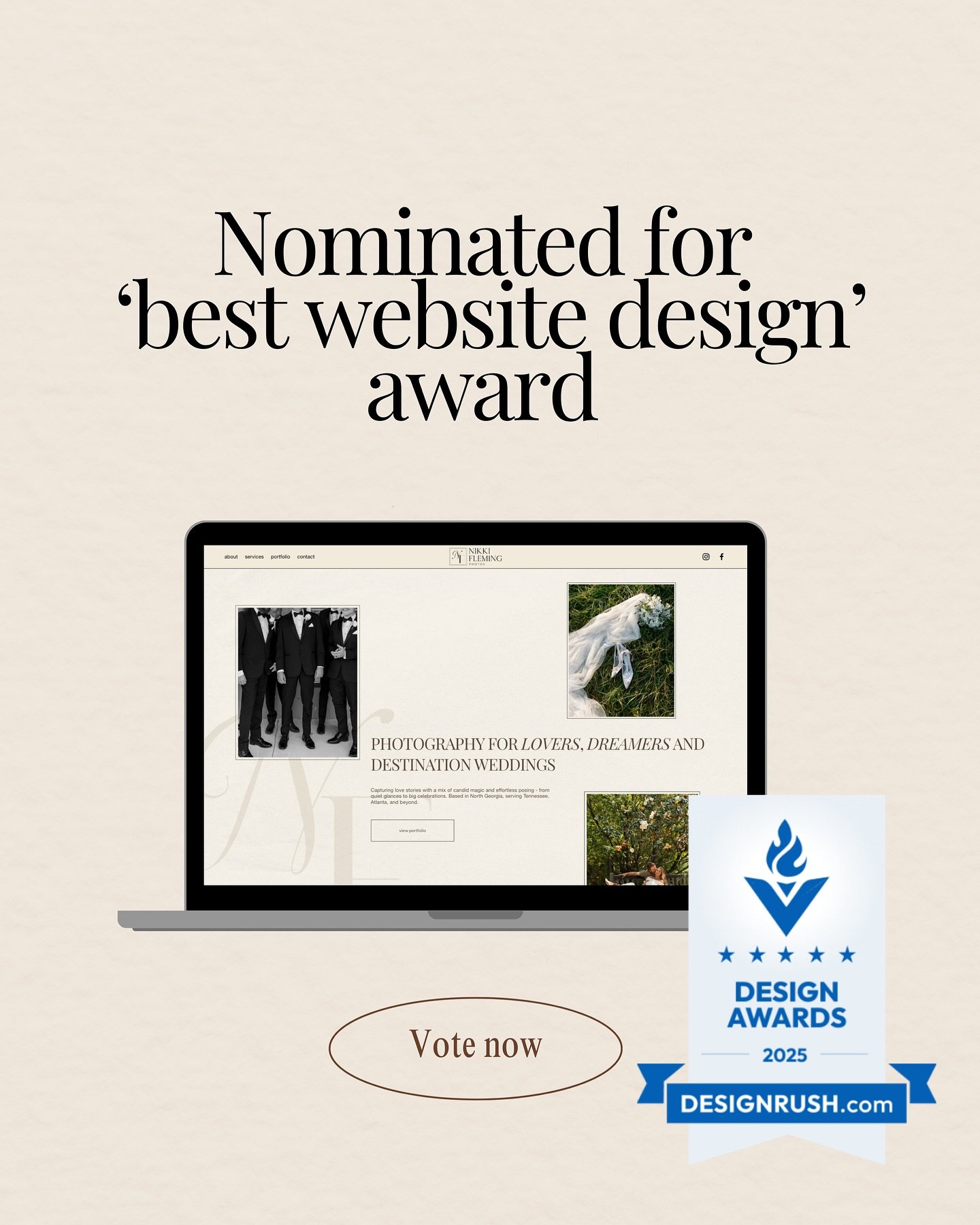 Big moment!! Design Rush reached out and nominated me for &lsquo;Best Website Award&rsquo; for Nikki Fleming Photos and even wrote a feature about my work 💞

You can read it + vote through the link below 👇🏽

https://www.designrush.com/best-designs