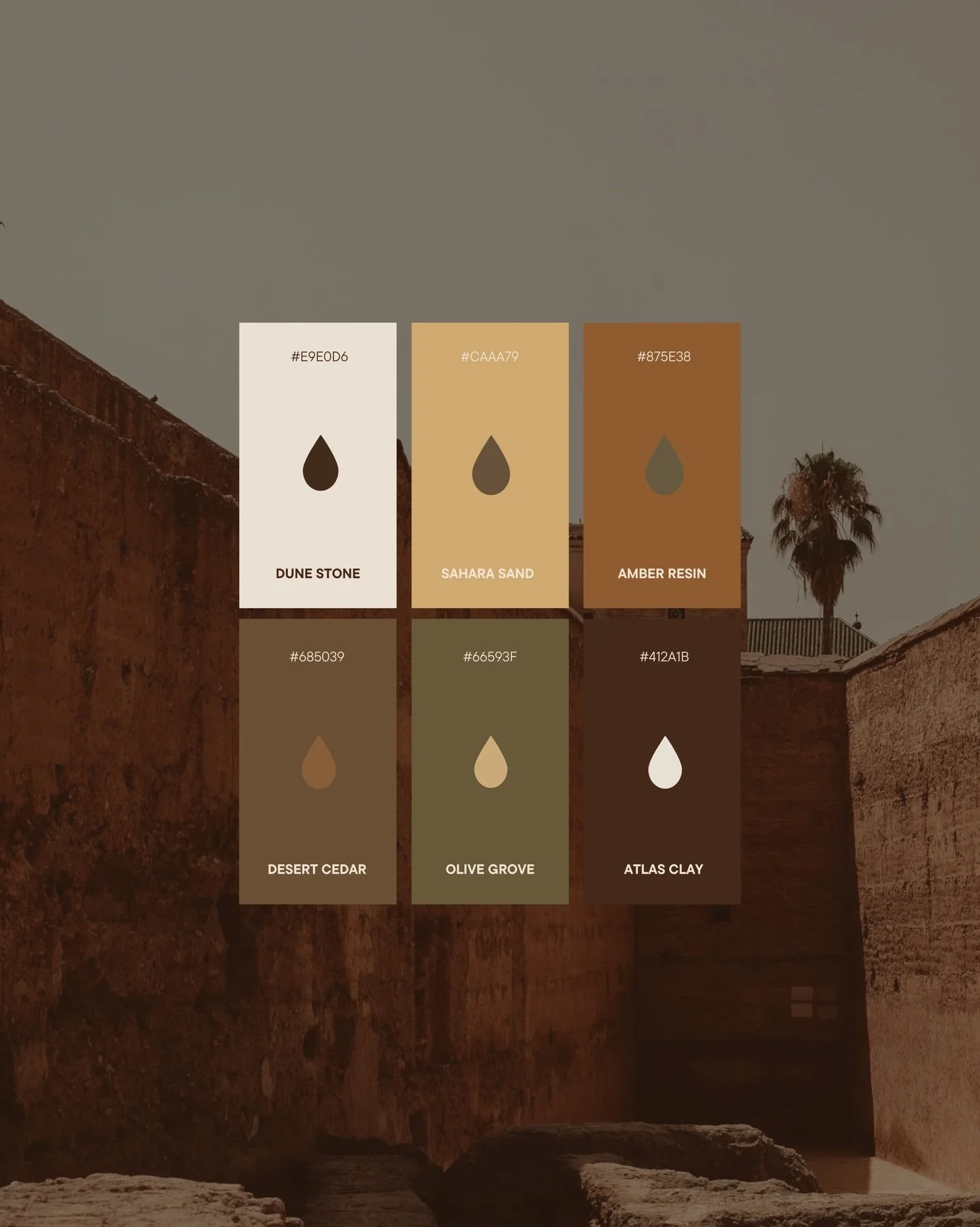 A little peak into a recent branding colour scheme 🏜️ 

#luxurylogo #luxurybranding #elegantbranding #colourpalette