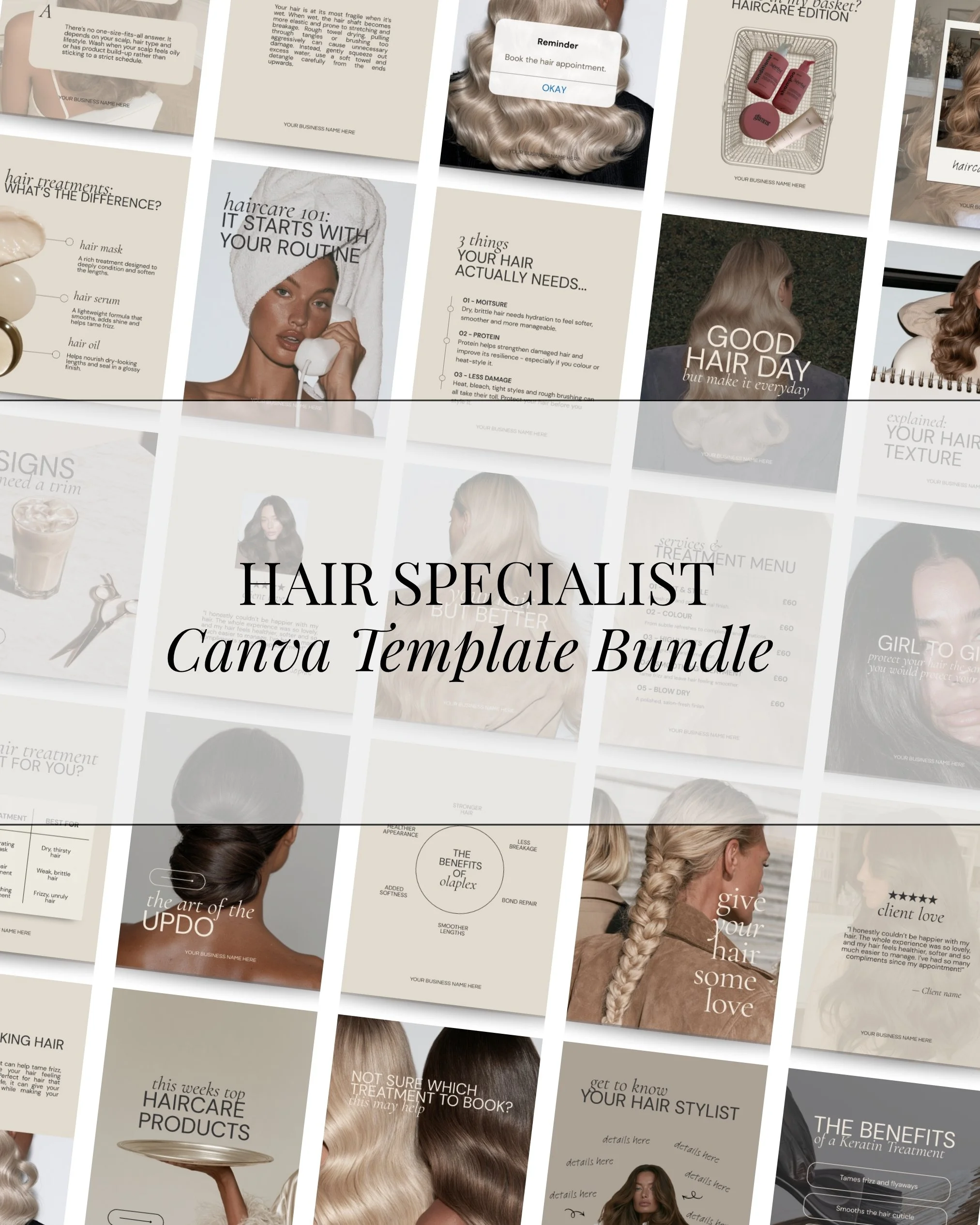 Hair Specialist Canva Template Bundle
