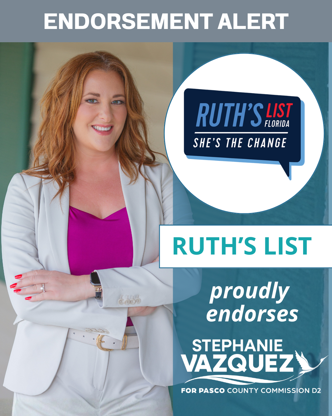 Ruth’s List Florida Endorses Stephanie Vazquez for Pasco County Commission