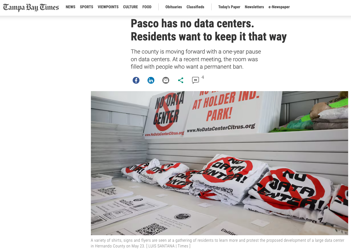 Pasco has no data centers. Residents want to keep it that way