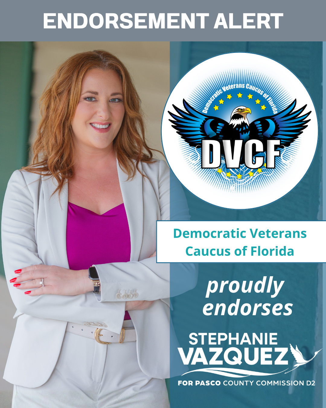 Democratic Veterans Caucus of Florida Endorses Air Force Veteran Stephanie Vazquez for Pasco County Commission</span>