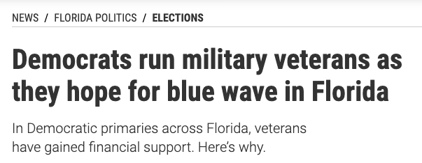 Democrats run military veterans as they hope for blue wave in Florida