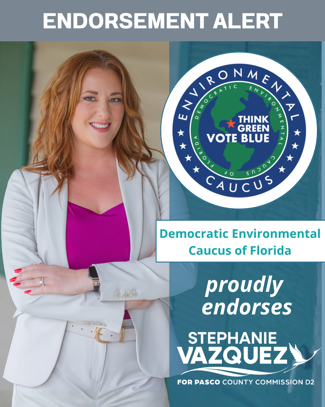 Democratic Environmental Caucus of Florida Endorses Stephanie Vazquez for Pasco County Commission