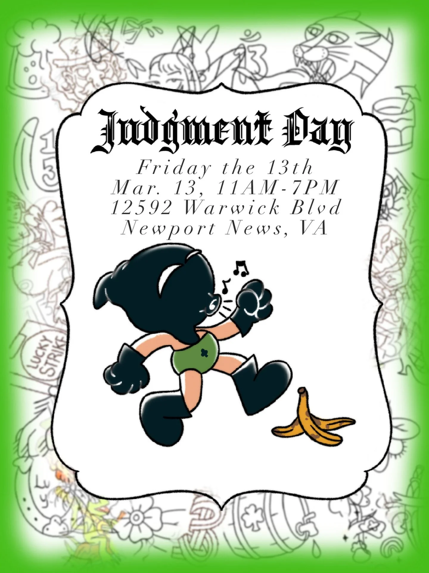 🍀Judgment Day Tattoo Friday the 13th🍀
If you missed it last month, don&rsquo;t worry!
Mar. 13th 11AM-7PM we are doing a flash special of fun designs ranging from $60-$150 ( color for $20 more )
Hope to see you there!
#stpatricksday #757tattoos #new
