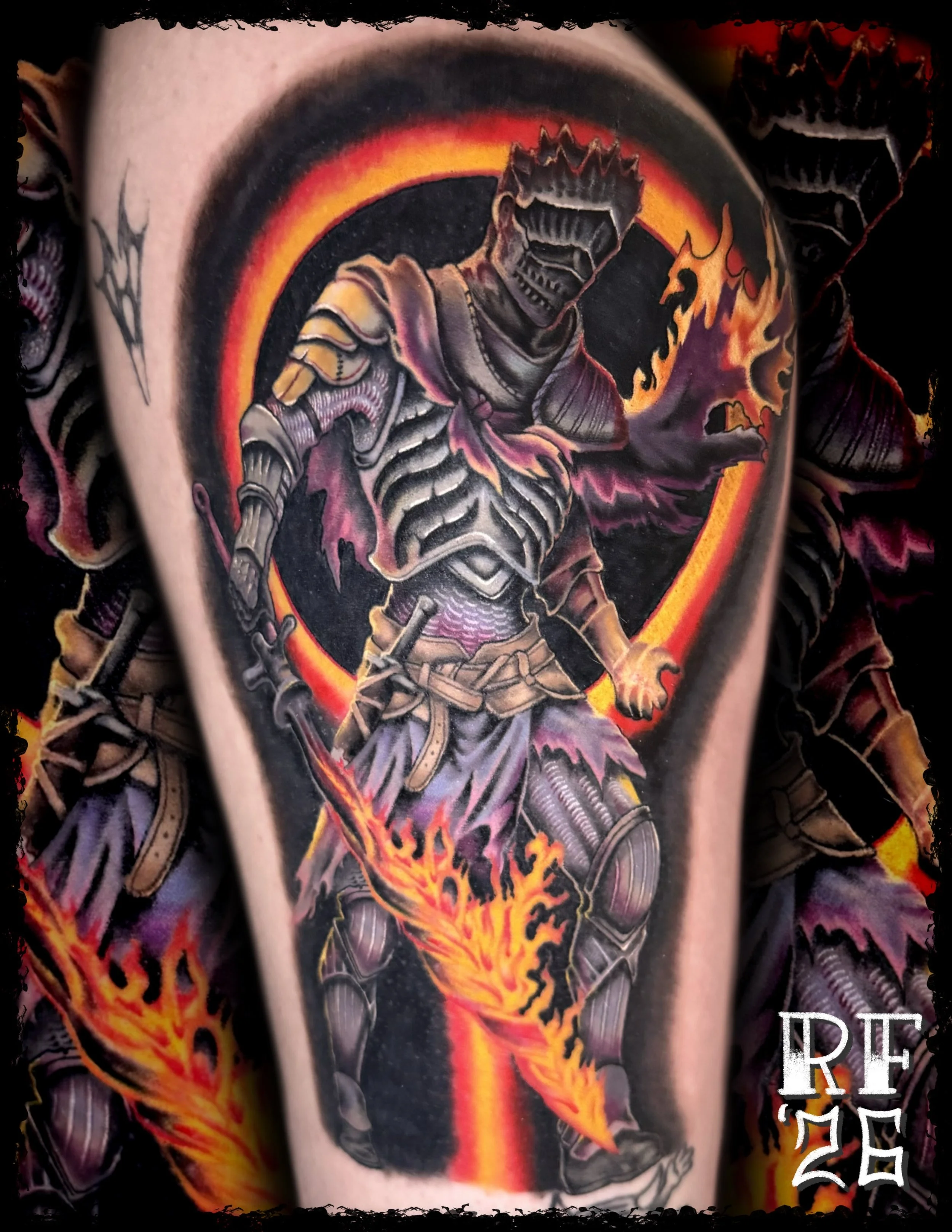 Soul of Cinder from Dark Souls III Tattoo by Rob Fehrman at Judgment Day Tattoo in Newport News, VA