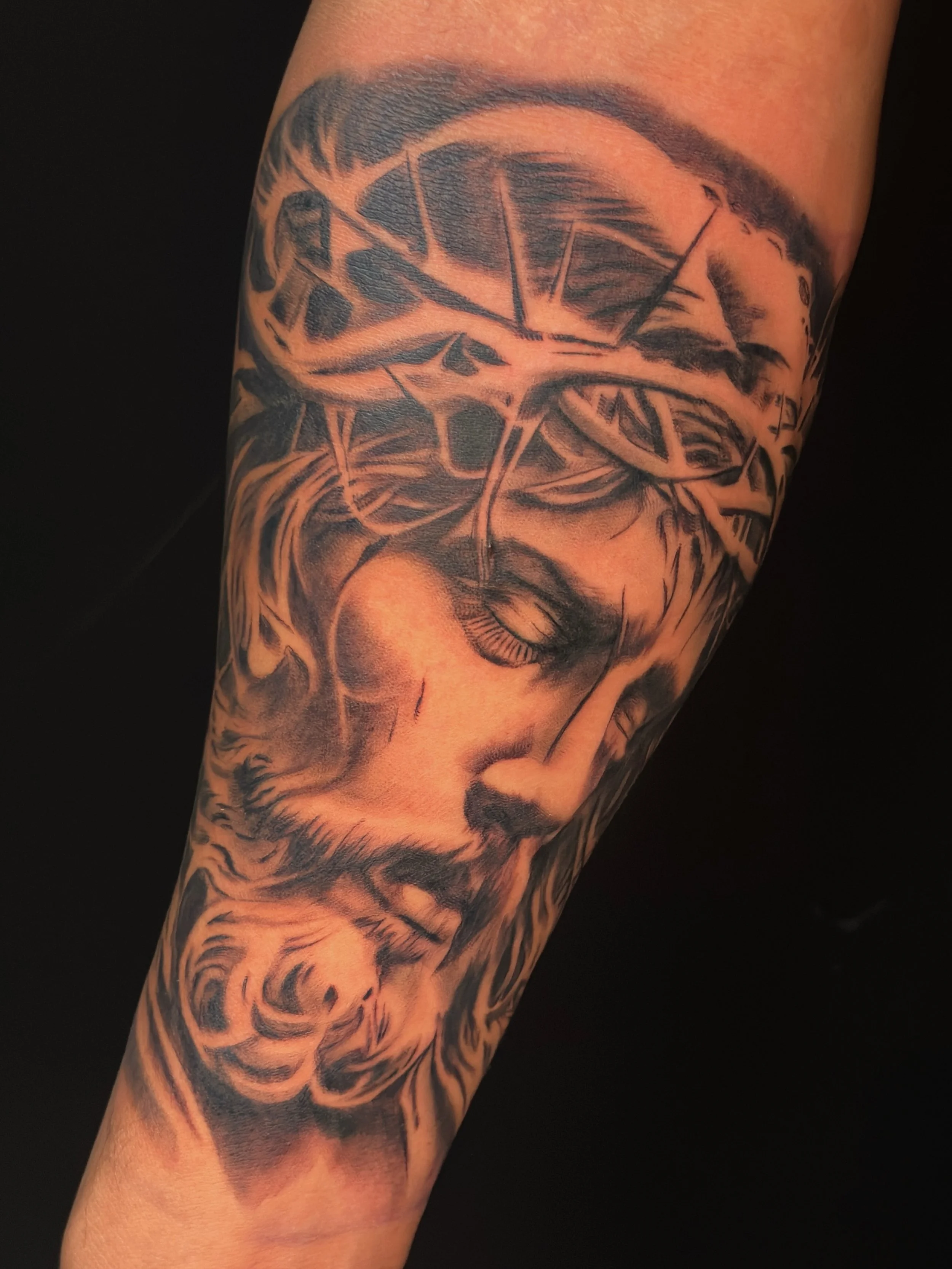 Jesus Tattoo by Mike Raya at Judgment Day Tattoo in Fort Eustis, VA