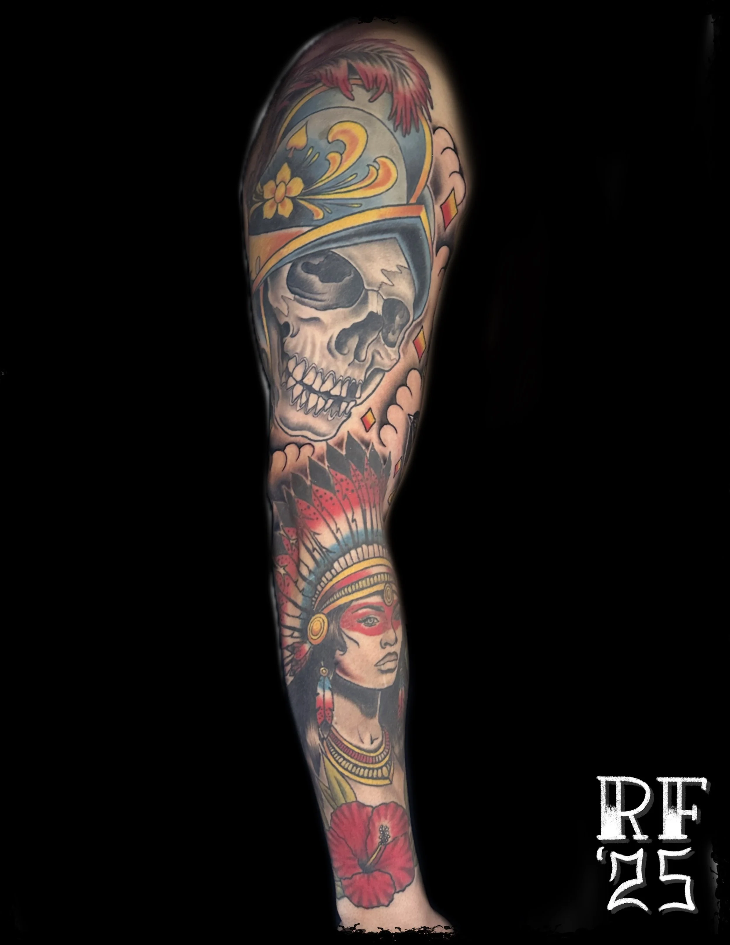 Puerto Rico Themed Tattoo Sleeve by Rob Fehrman at Judgment Day tattoo in Newport News, VA