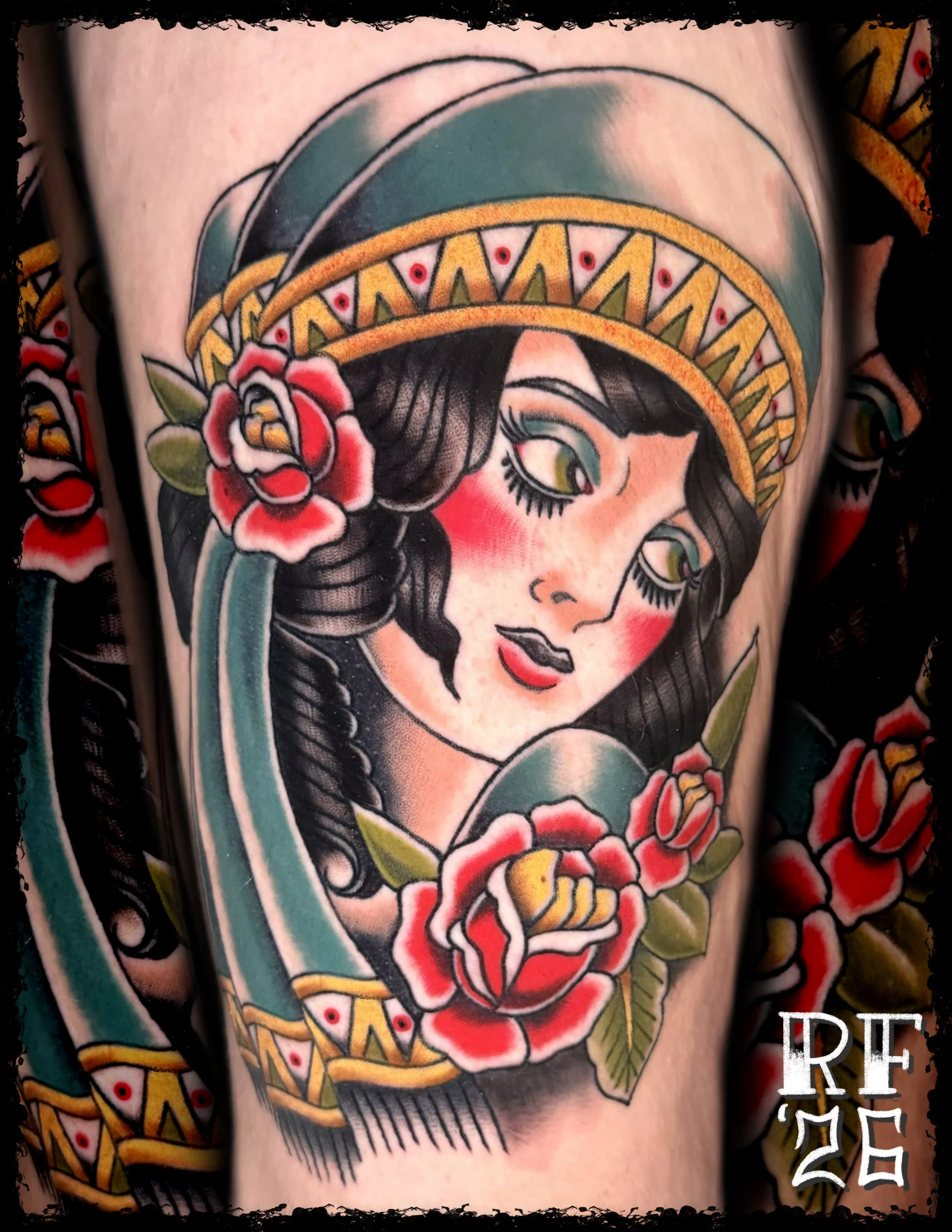 Lady Head Tattoo by Rob Fehrman at Judgment Day Tattoo in Newport News, VA