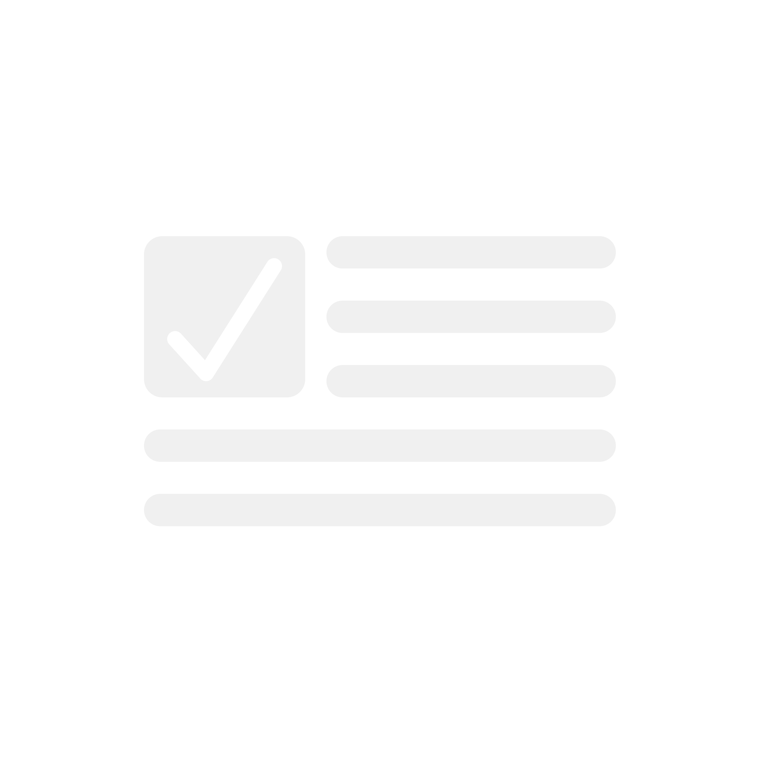 Checklist icon with a checkmark and lines representing text, on a black background.