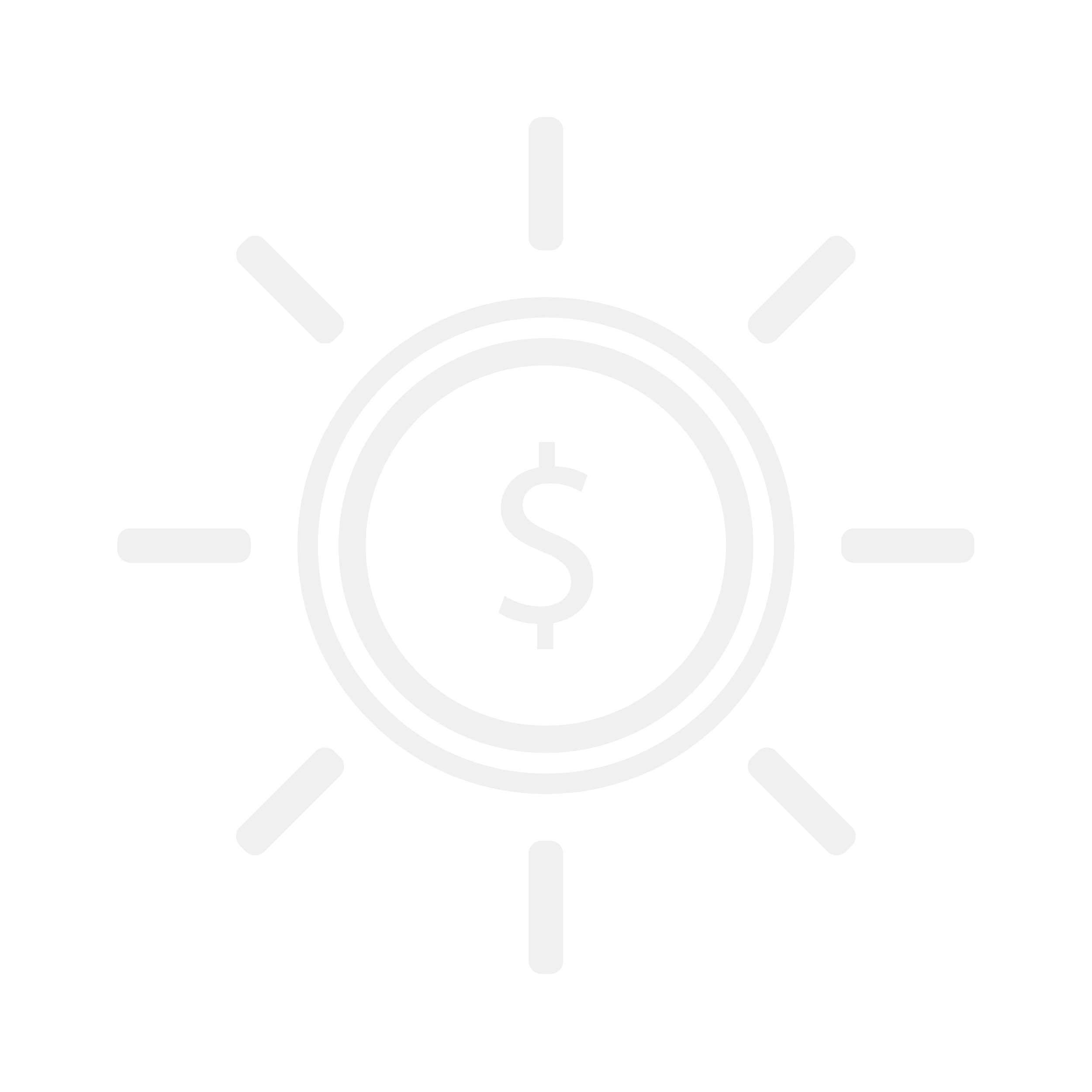 Icon of a dollar coin emitting rays, symbolizing financial gain or wealth.