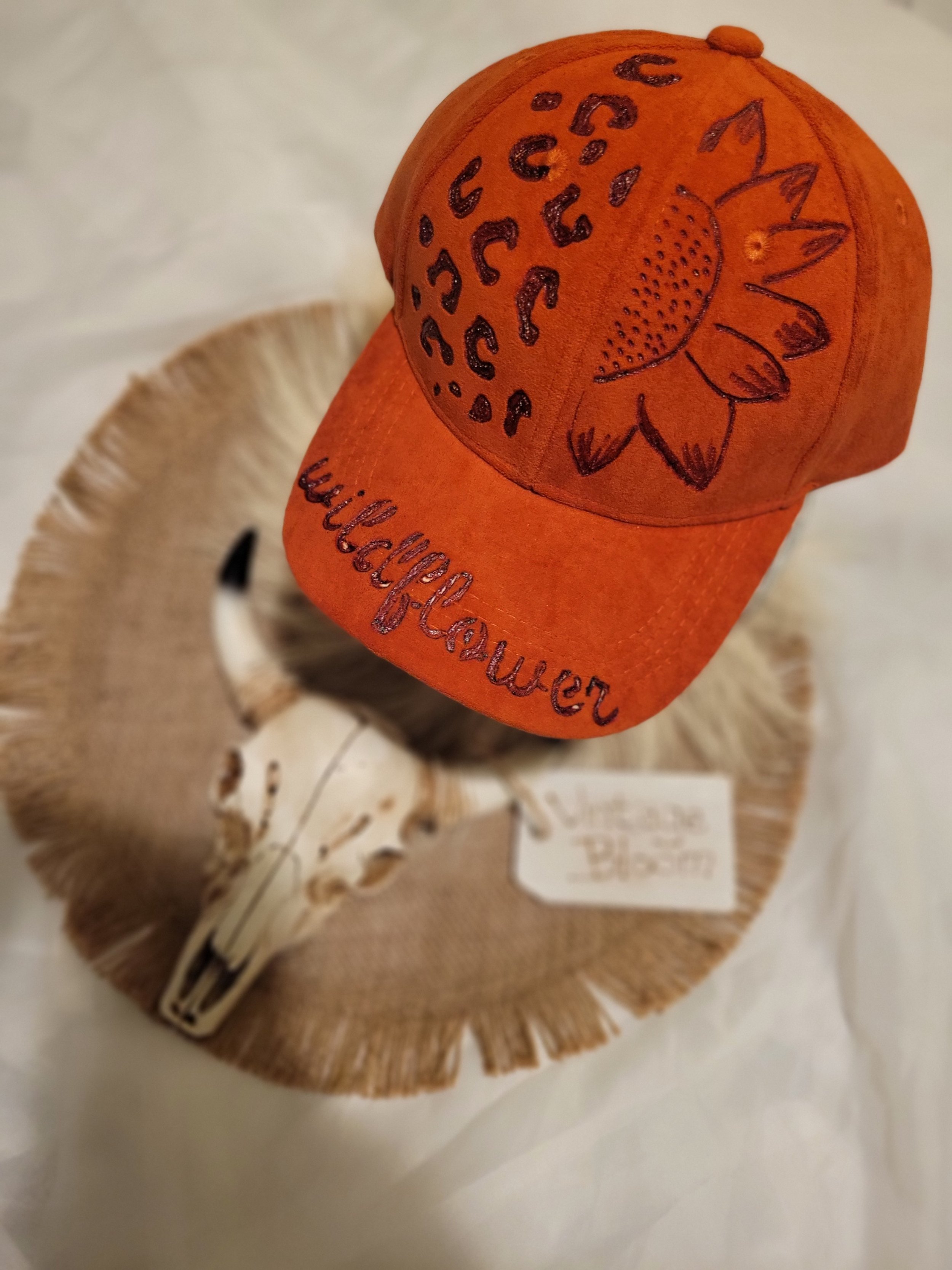 Burned Baseball Cap Sunflower