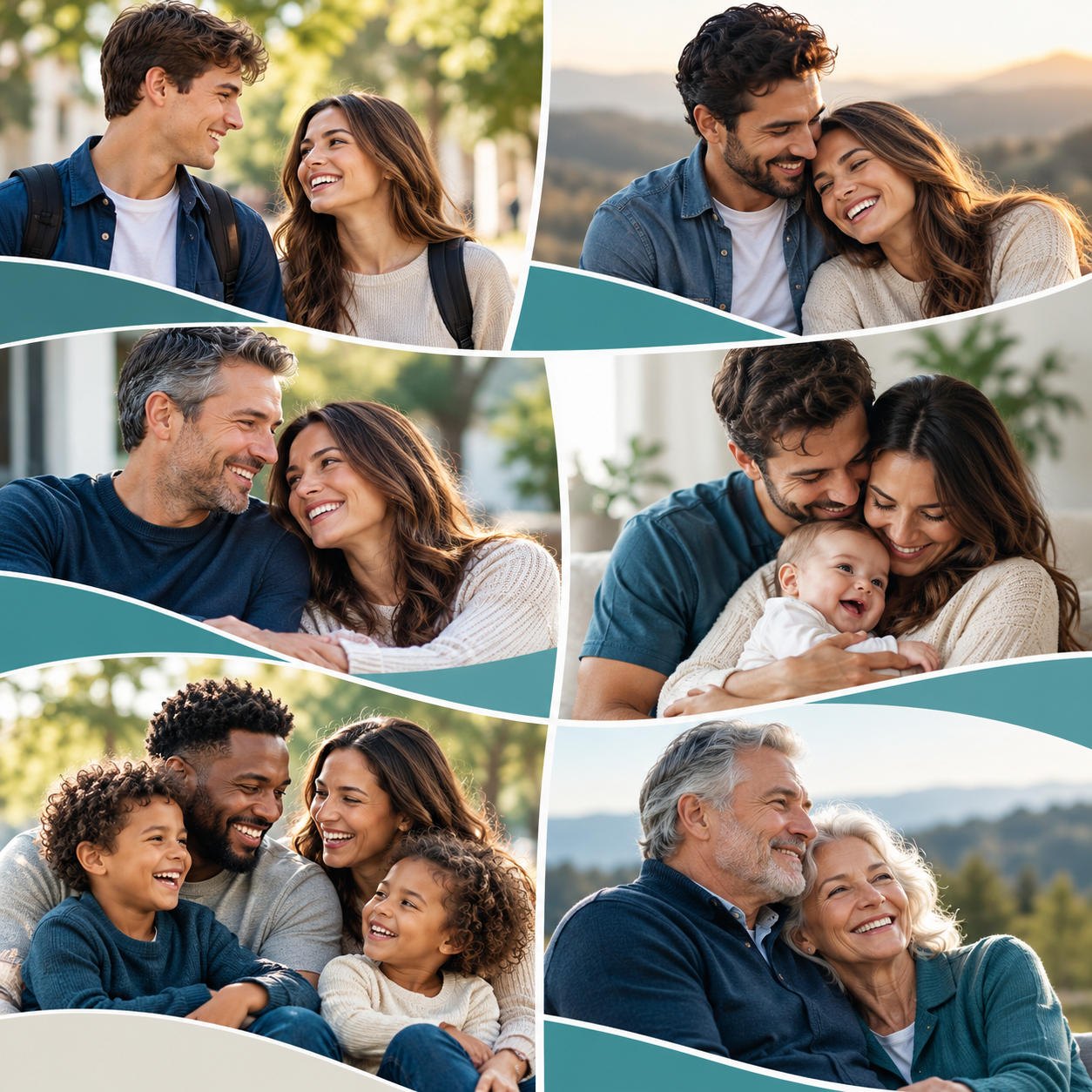 People and families across different relationship stages