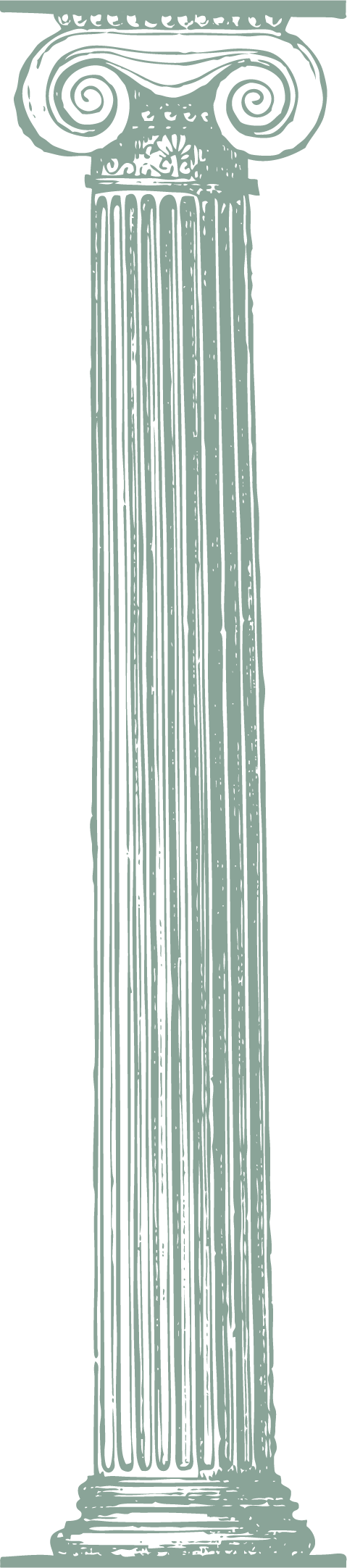 Une illustration d'une colonne grecque antique avec un chapiteau ionique, caractérisée par ses volutes en spirale.