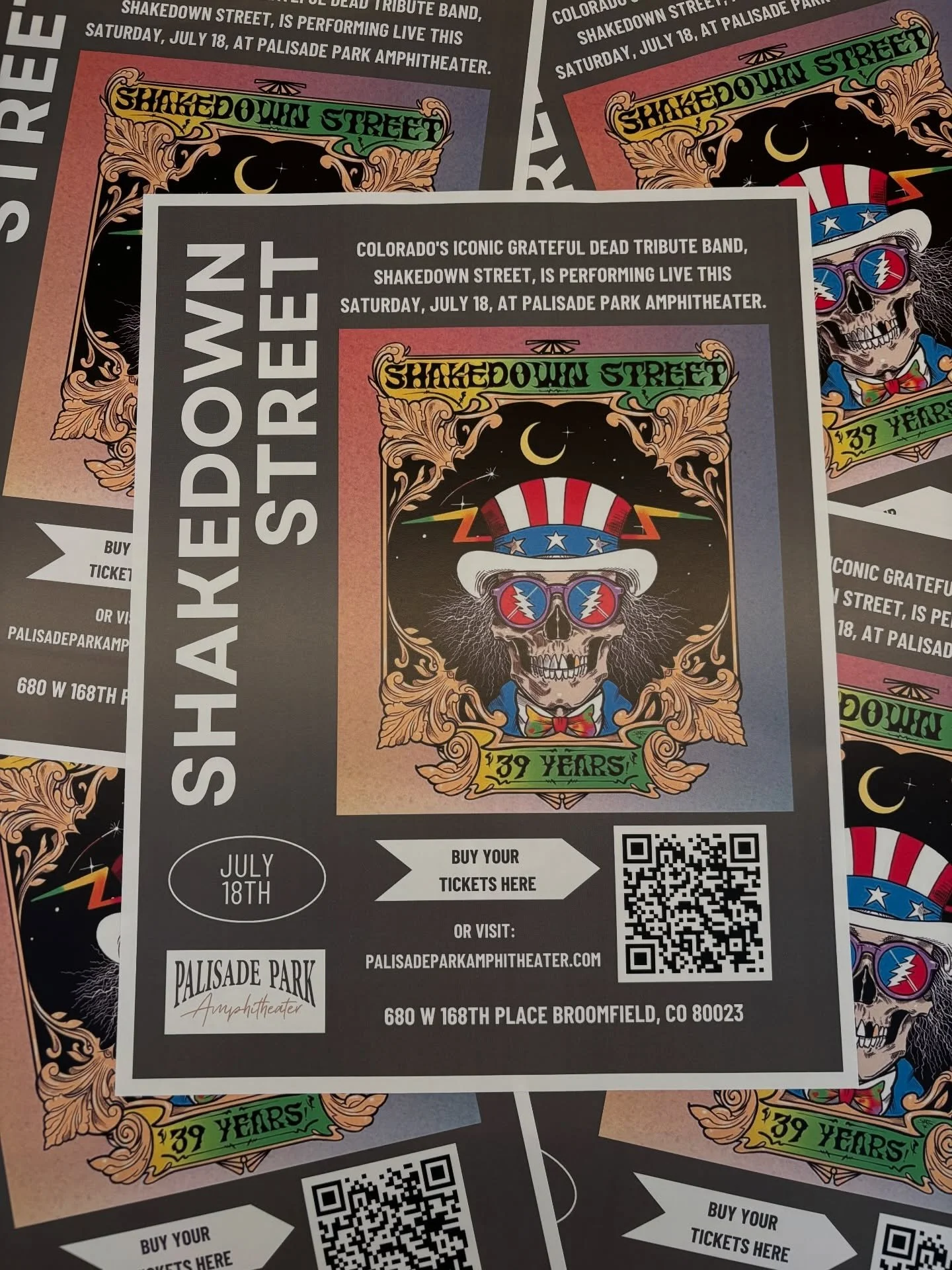 Tonight&rsquo;s the night. Join us at Palisade Park Amphitheater for an evening of live Grateful Dead music with Colorado&rsquo;s iconic tribute band, Shakedown Street.
Enjoy food trucks, drinks, and a great summer night at our open-air venue. Ticket
