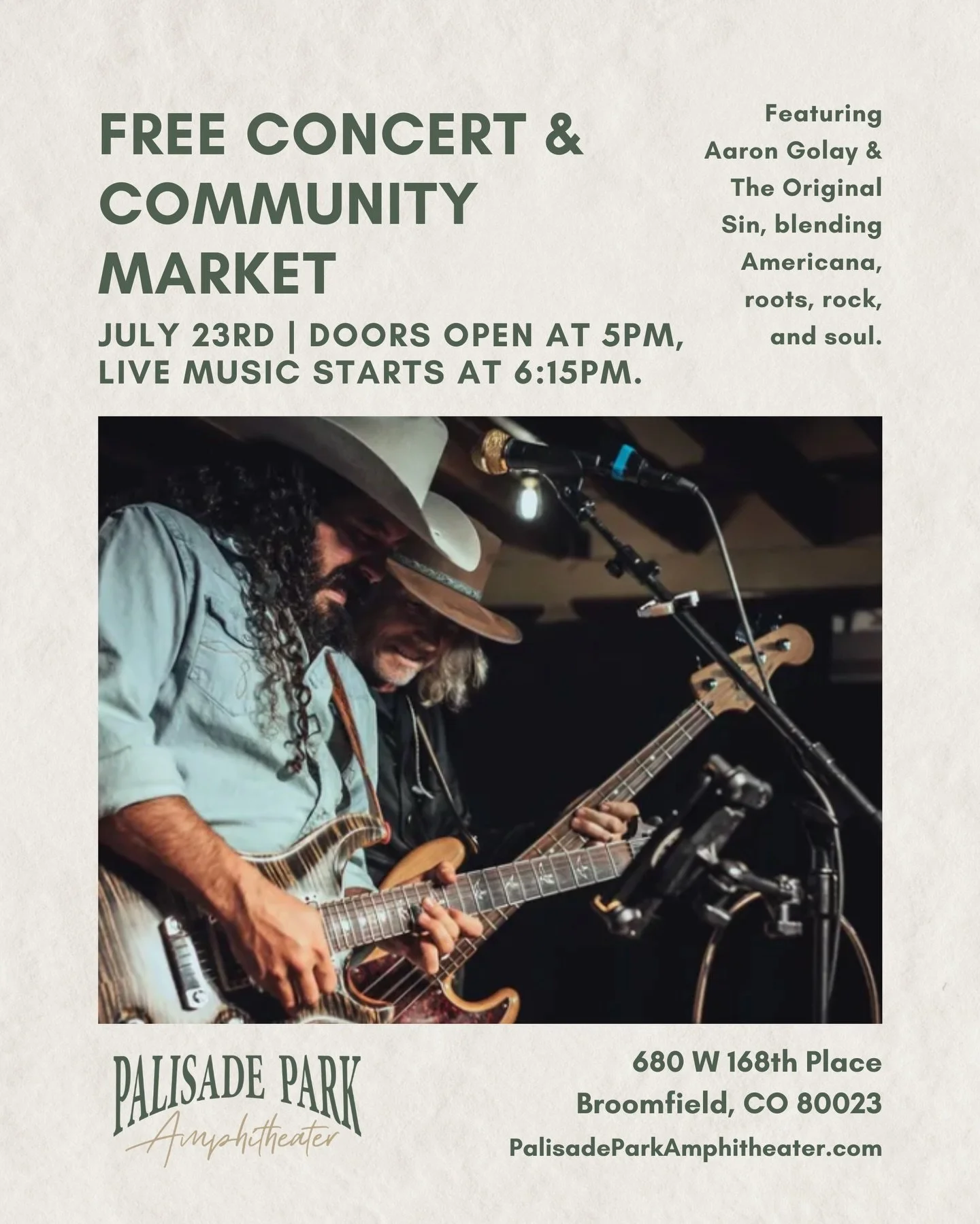 Free Live Music &amp; Community Market This Thursday Featuring Aaron Golay &amp; The Original Sin
