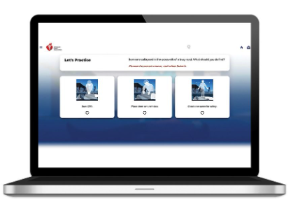 Laptop screen displaying a practice interface with three snow-themed images and a progress indicator.