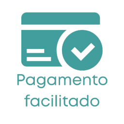 Ícone representando pagamento facilitado, com calendário e símbolo de verificação