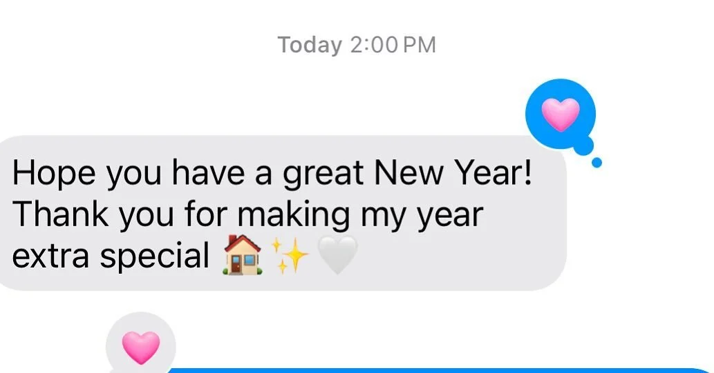 New Year's chill mode activated, and then I get a heartwarming, unexpected message from one of my favorite clients from earlier in the year. (Her commitment to the dream was truly admirable!) This business can be a challenge, but it's moments like th