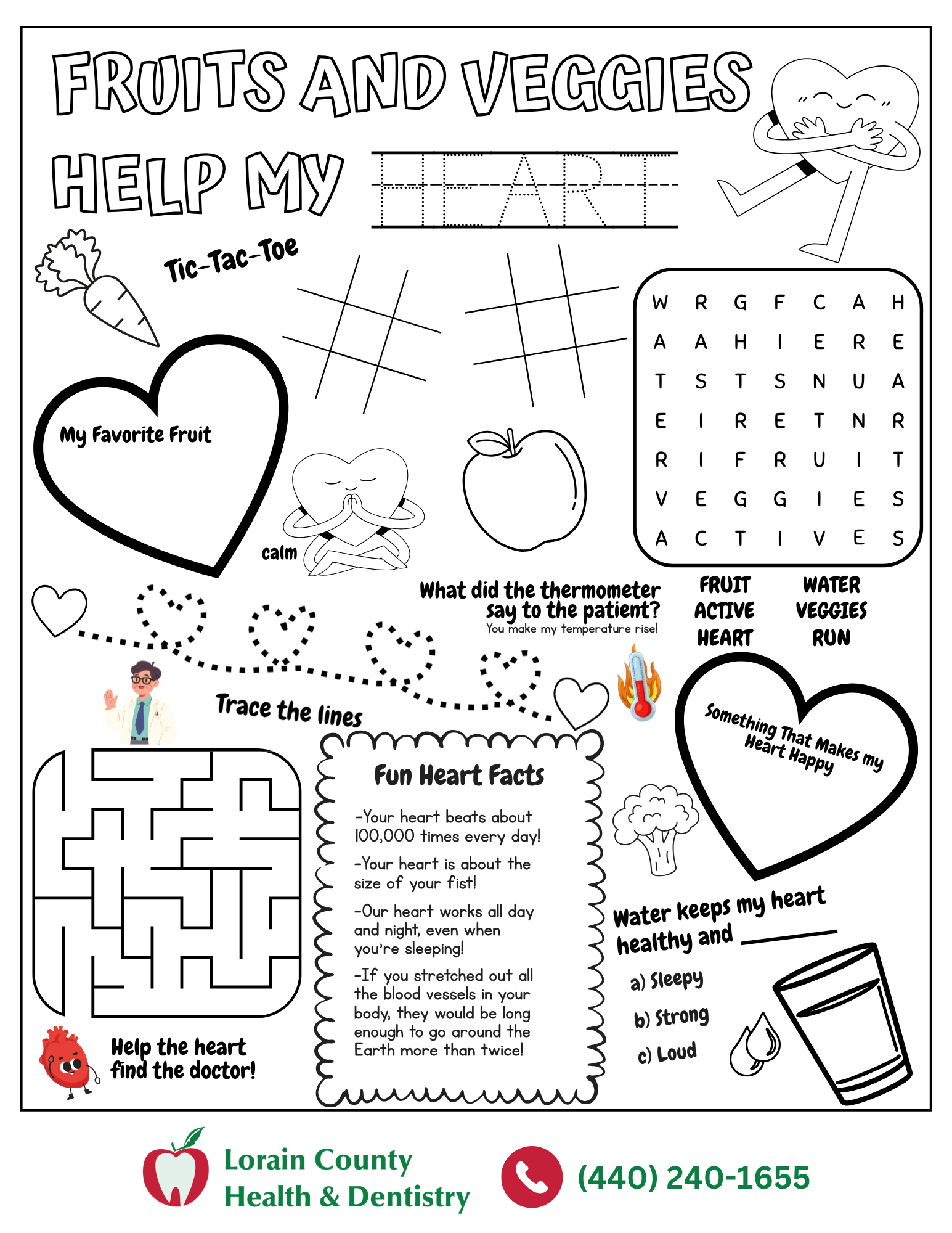 Printable Heart-Healthy Activity for Kids • Lorain County Health &amp; Dentistry