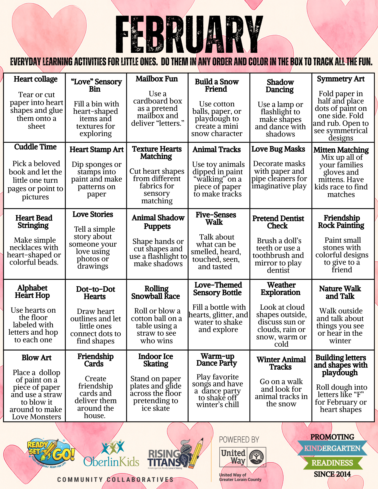 February Activity Calendar