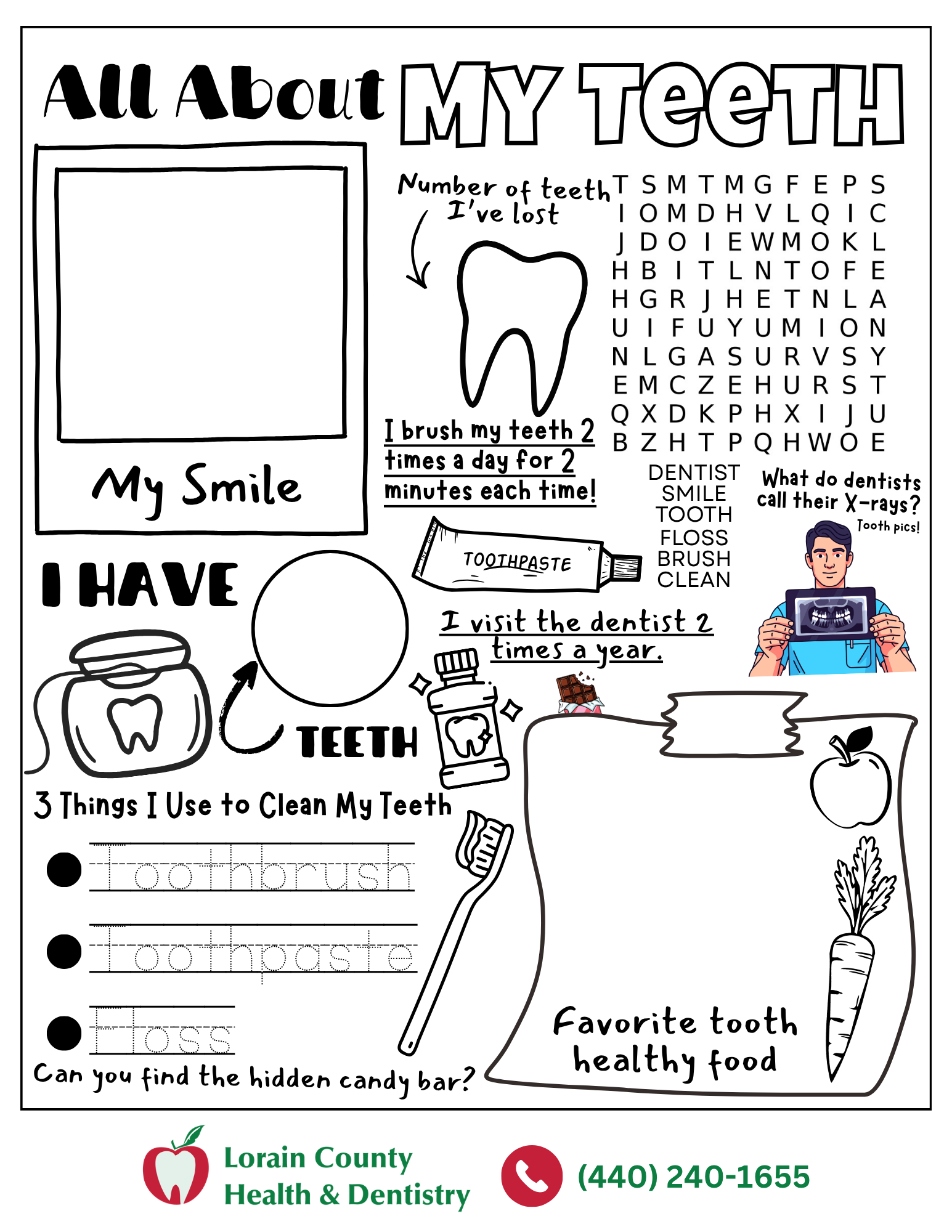 Printable Dental-Health Activity for Kids • Lorain County Health &amp; Dentistry