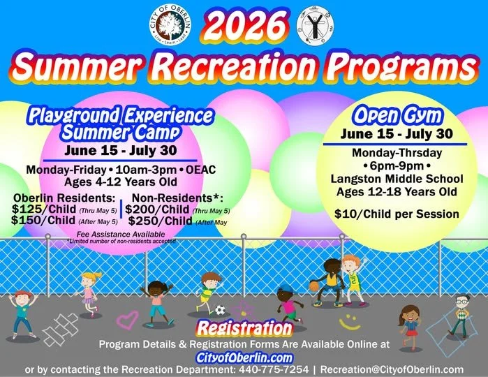 City of Oberlin 2026 Summer Recreation Programs