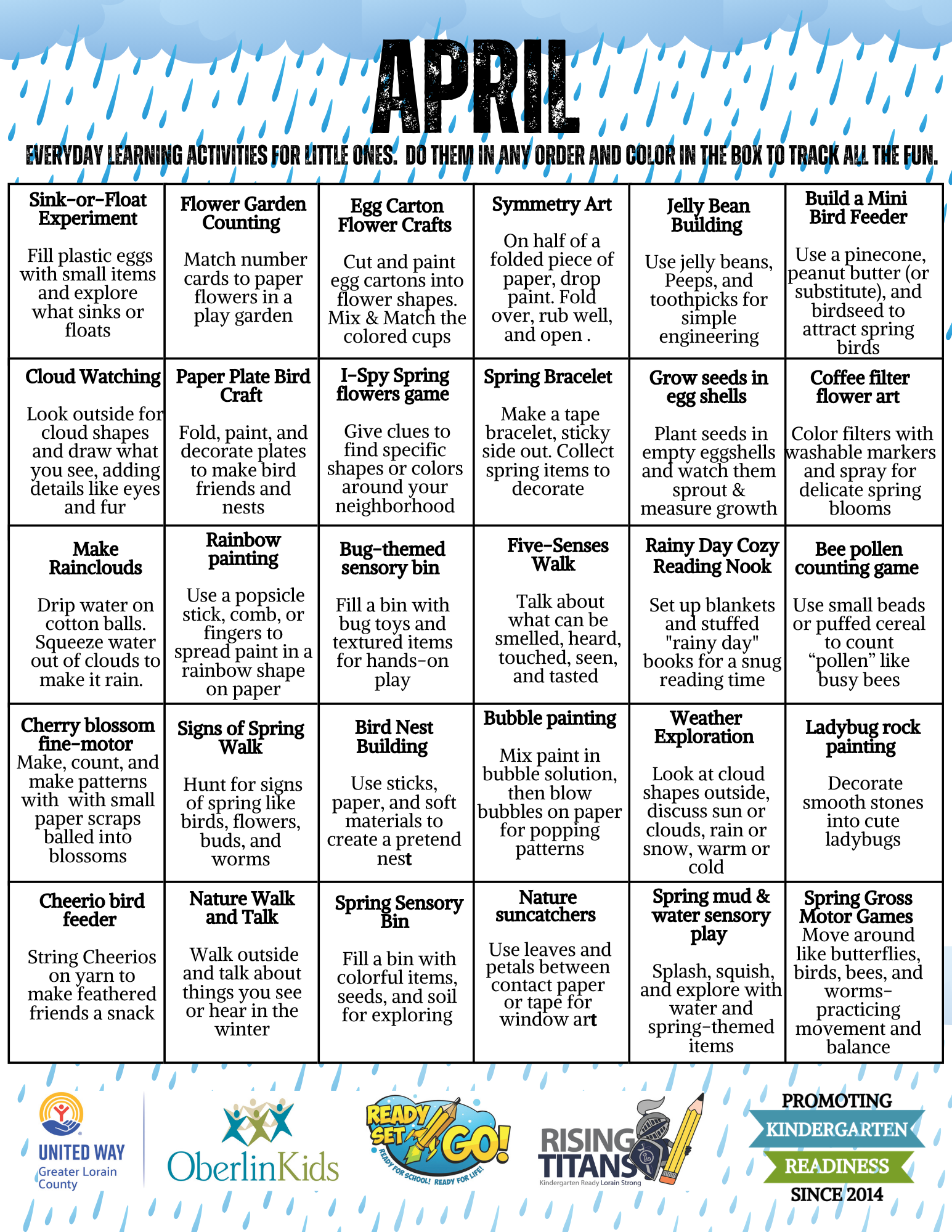 April Activity Calendar 