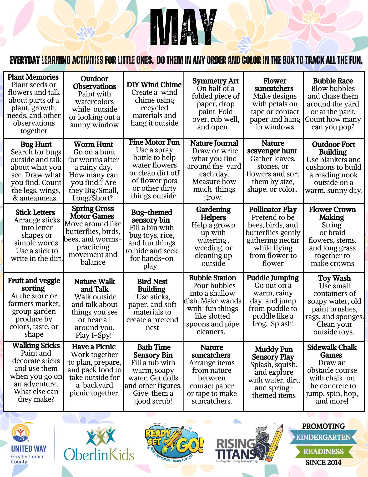 May Activity Calendar 