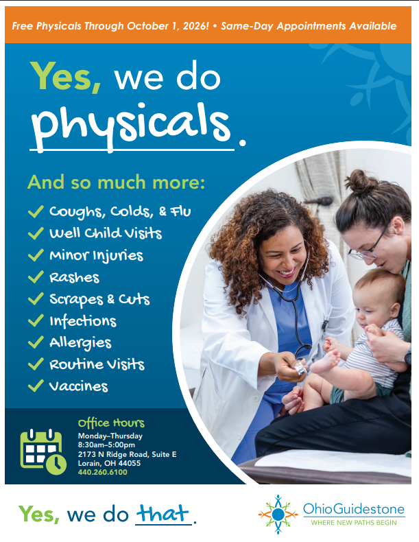 OhioGuidestone FREE Physicals extended to October 1st