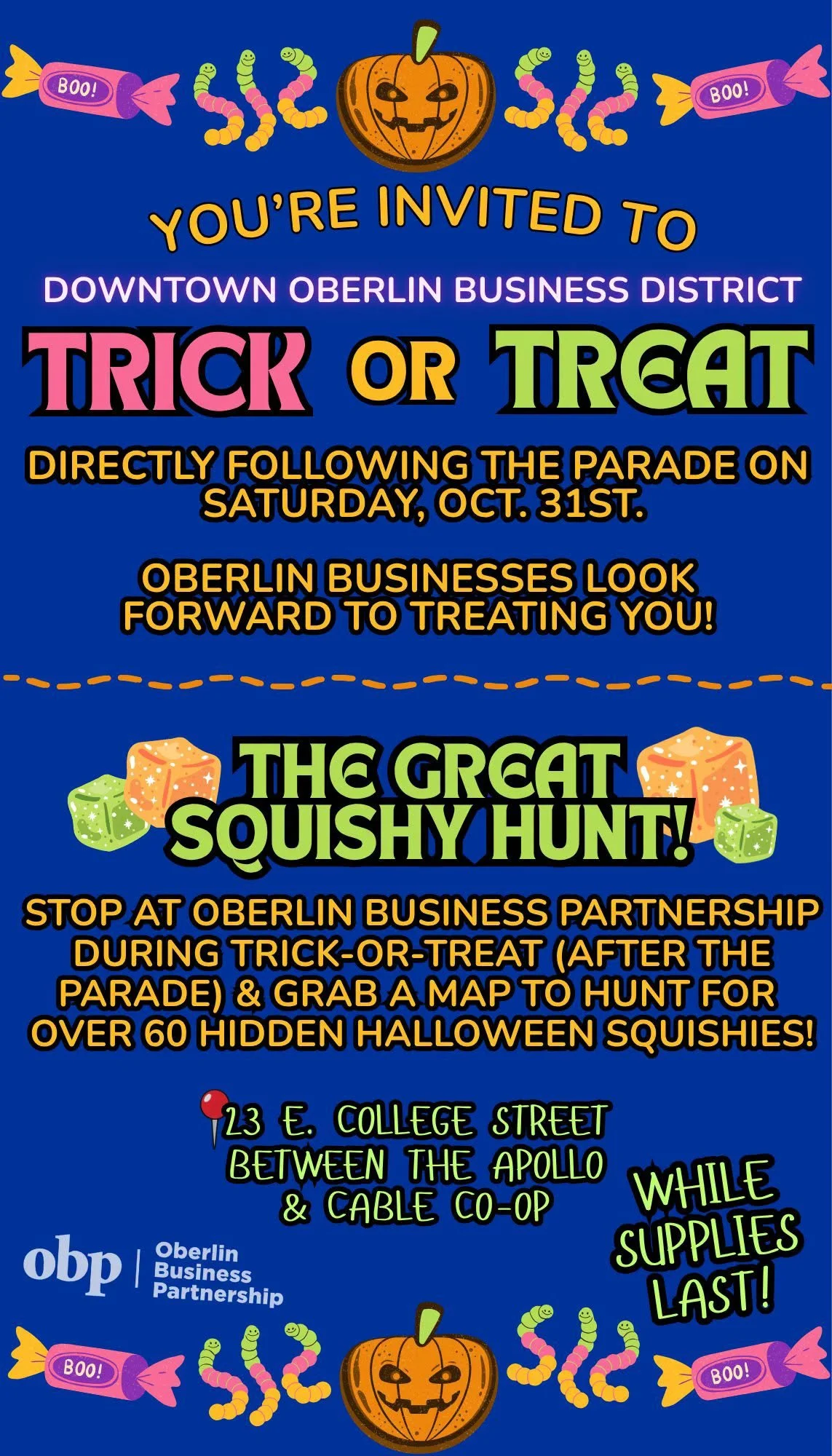 Downtown Oberlin Businesses Daytime Trick-or-Treating